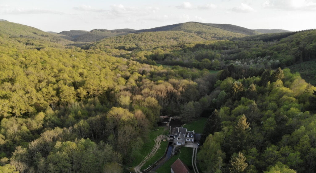 vue aerienne nature moulin